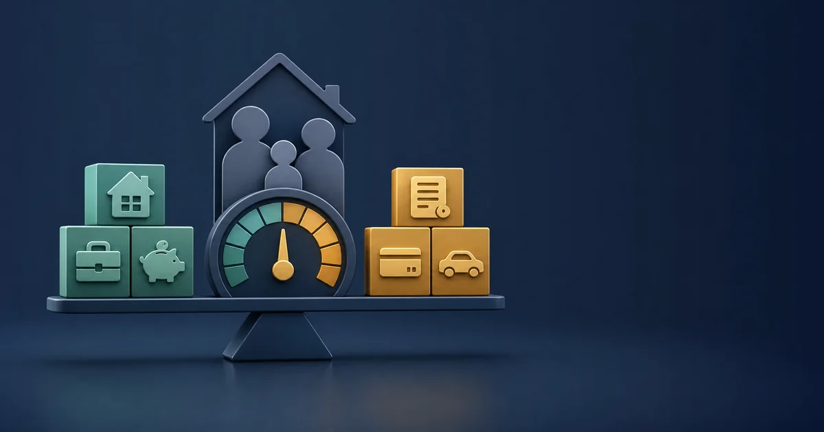 Illustration for the Debt-to-Income Ratio Calculator: Measure your front-end and back-end debt-to-income ratios the way lenders do.