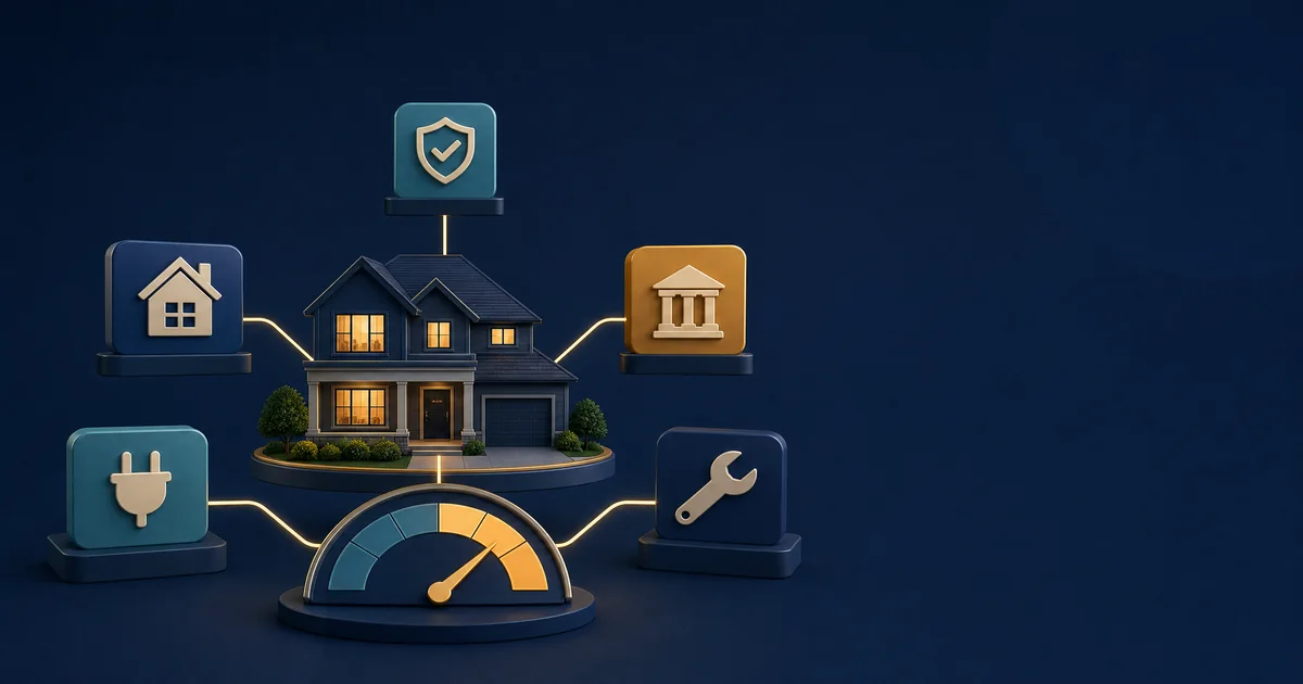 Illustration for the Monthly Housing Cost Calculator: Add up your true monthly cost of ownership including tax, insurance, maintenance, and utilities.