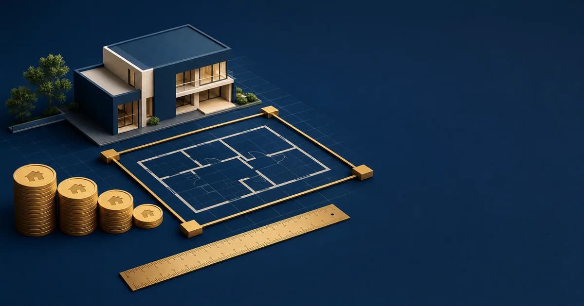 Illustration for the Price Per Square Foot Calculator: Calculate price per square foot or metre and see how much space your budget buys.