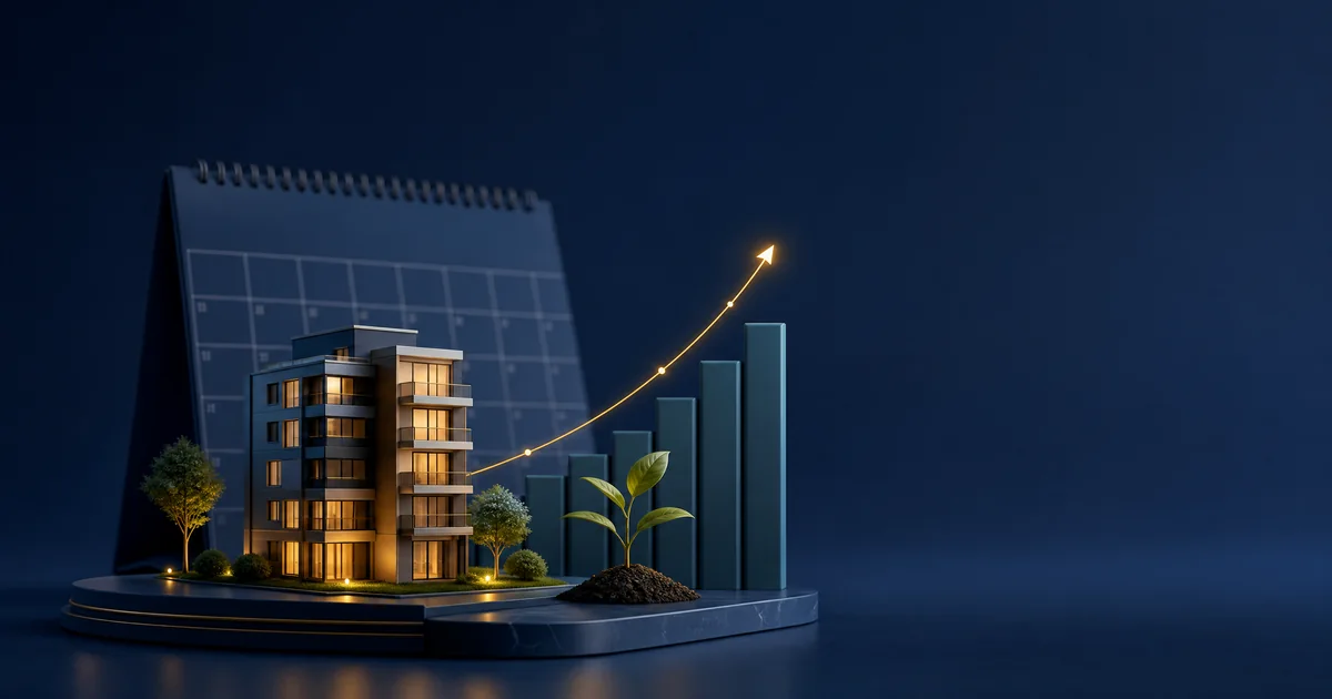 Illustration for the Property Appreciation Calculator: Project a property's future value and total gain at an assumed annual appreciation rate.
