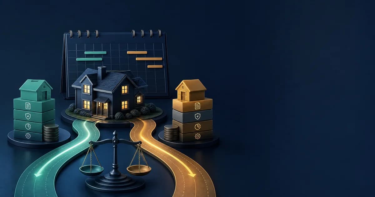 Illustration for the Loan Comparison Calculator: Compare two mortgage offers side by side, including fees, to find the cheaper total cost.